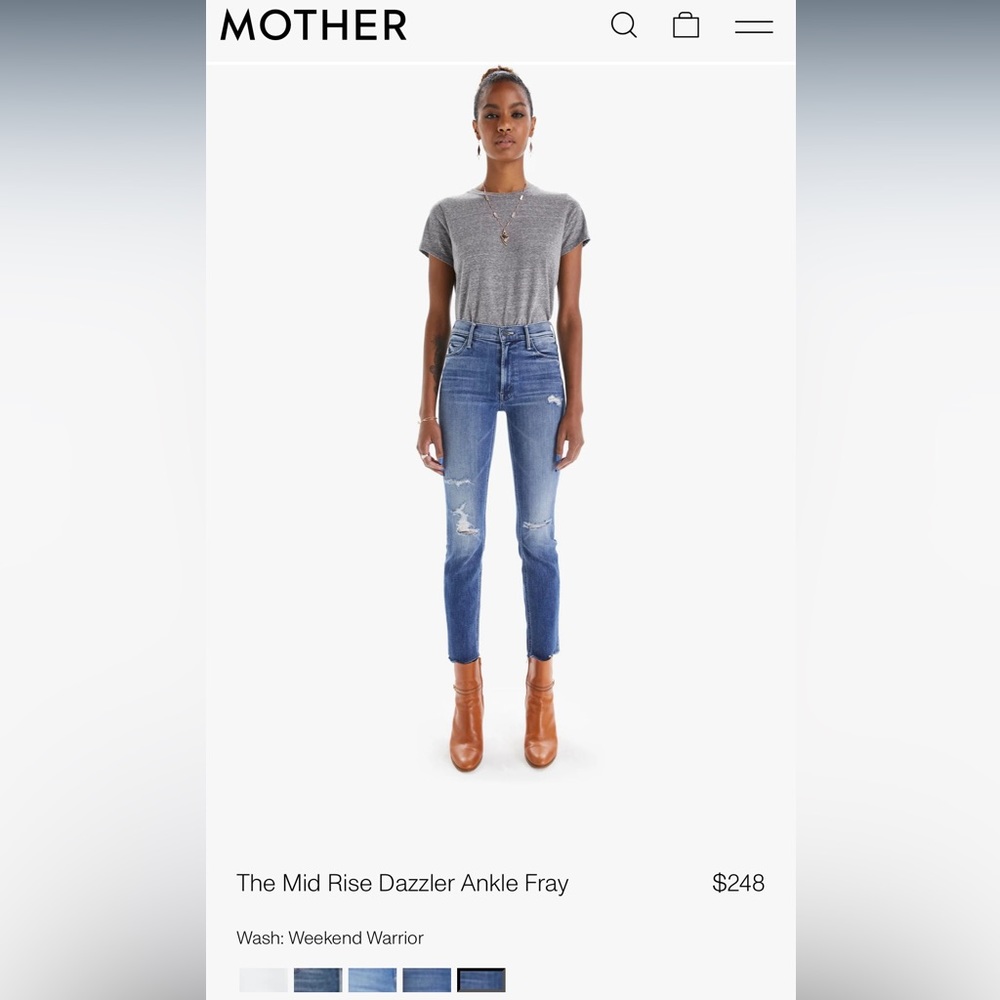 MOTHER the mid rise dazzler ankle fray weekend warrior Sz 27
